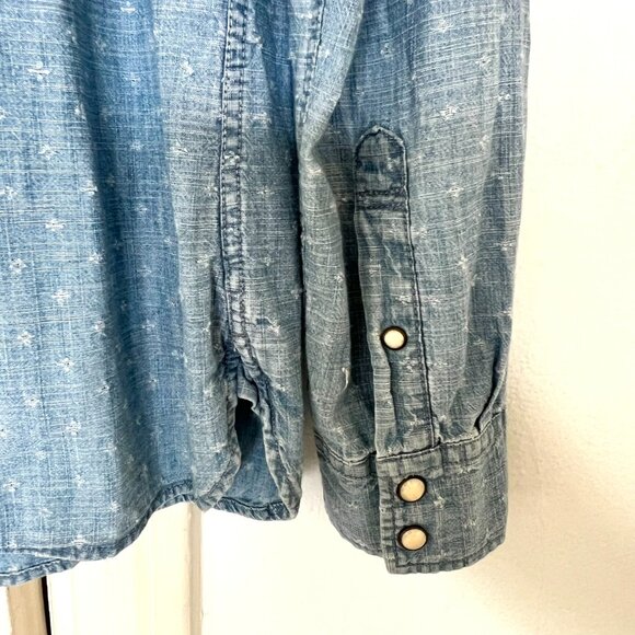 All SAINTS Denim Rock Star Western Shirt with Pearl Snaps - Picture 8 of 8